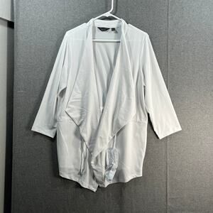Every Day by Susan Graver Liquid Knit Anorak style Cardigan White, Large
